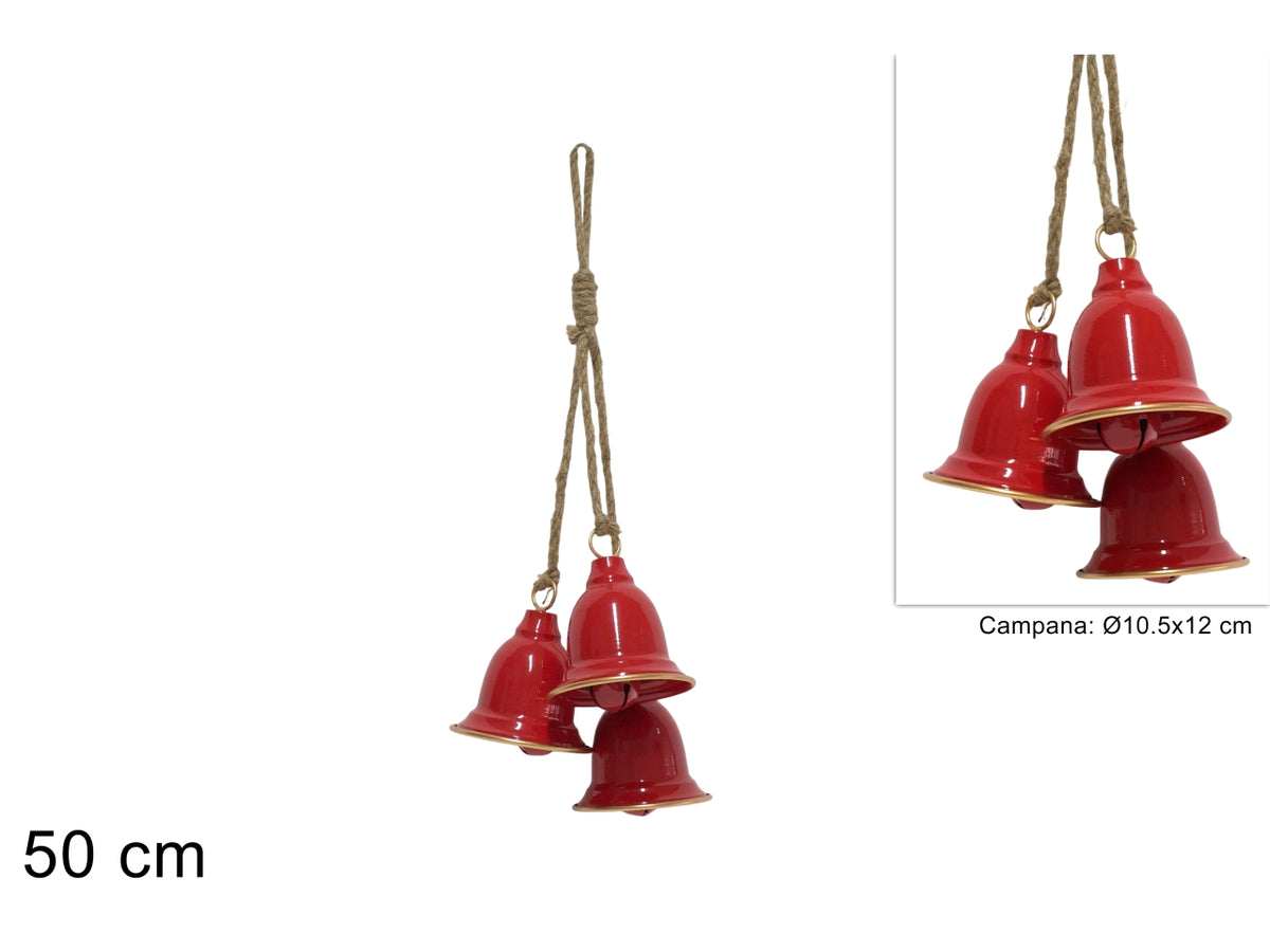 Set 3 campane in metallo rosso