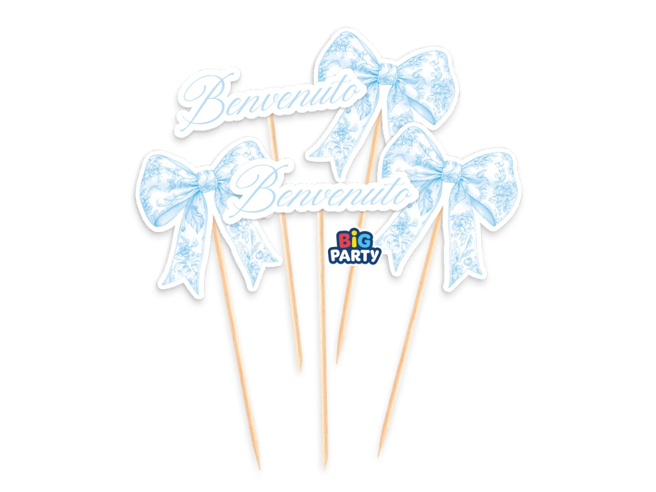 Mini cake topper sagomati benvenuto fiocco vintage set da 5 mini cacke