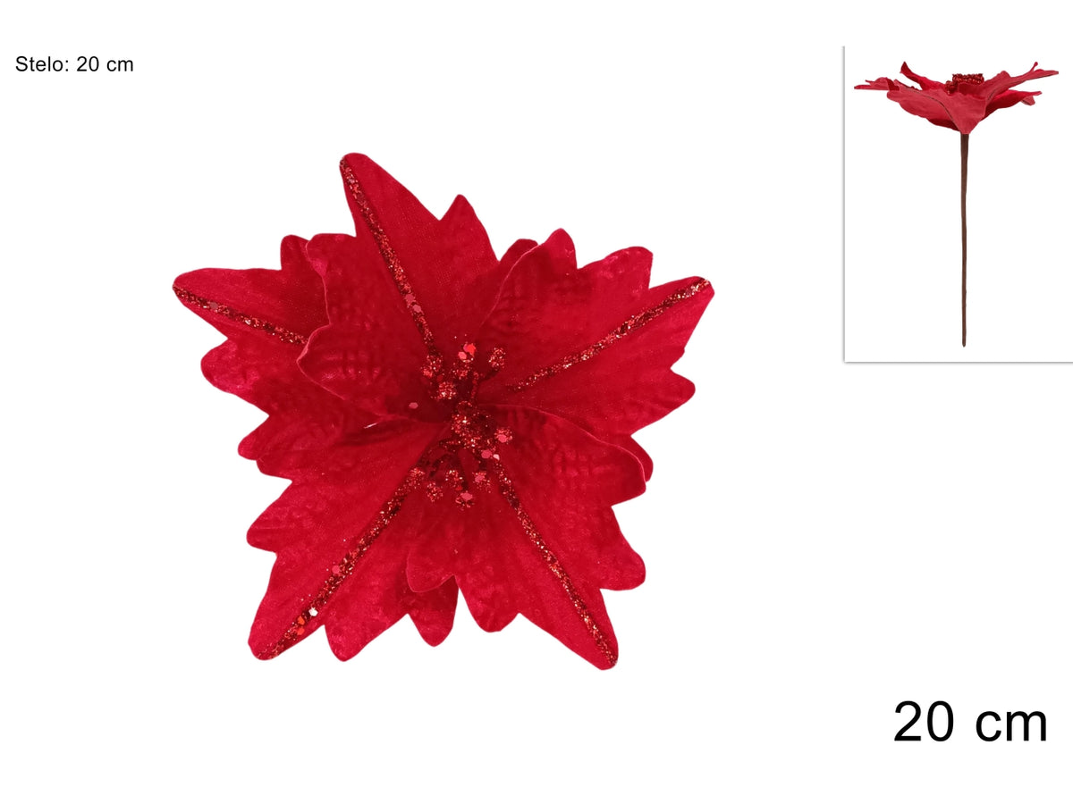 Pick fiore in velluto da 20cm, colore rosso