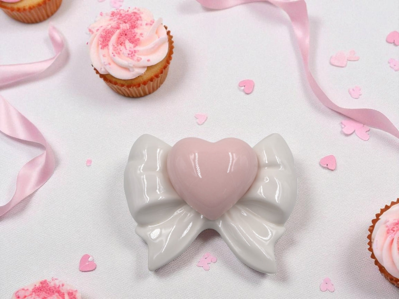 Fiocco in ceramica rosa 5cm