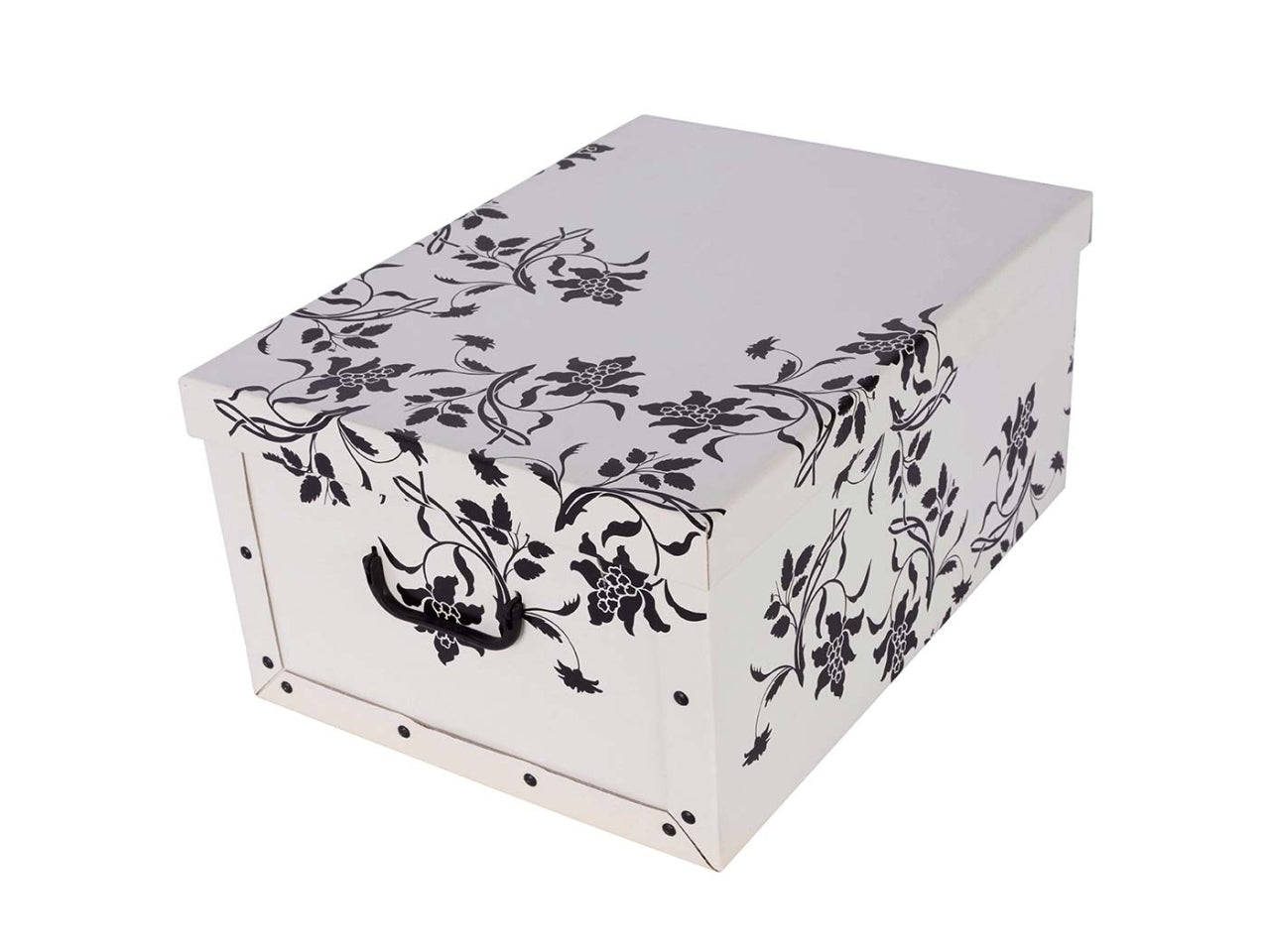 Bauletto maxi in cartone 51x37x24cm fiori barocchi bianco