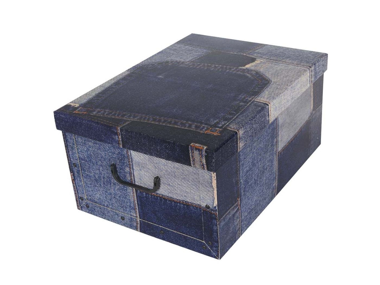Bauletto maxi in cartone 51x37x24cm patchwork jeans