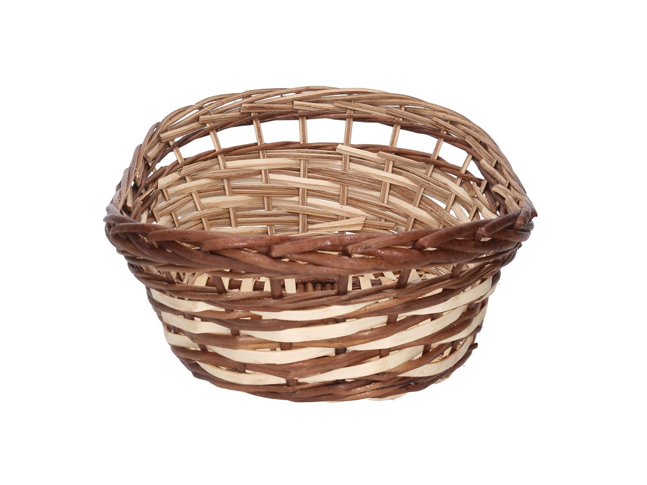 Cesta in vimini Mizma, intreccio noce naturale, ovale 50x34xh.12/16 cm