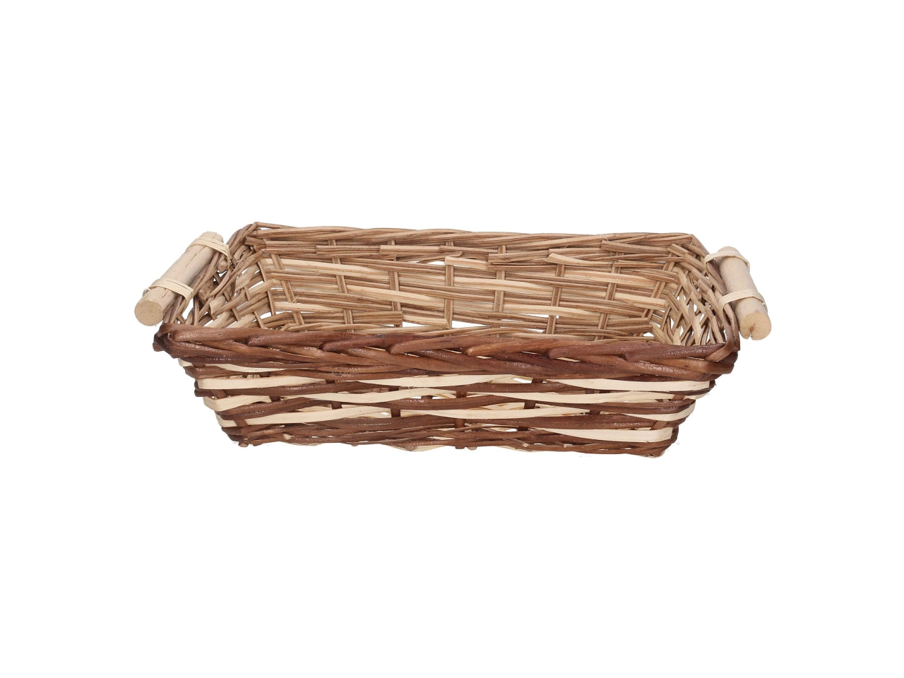 Cesta in vimini Mizma, intreccio noce naturale, rettangolare 50x40xh.13 cm
