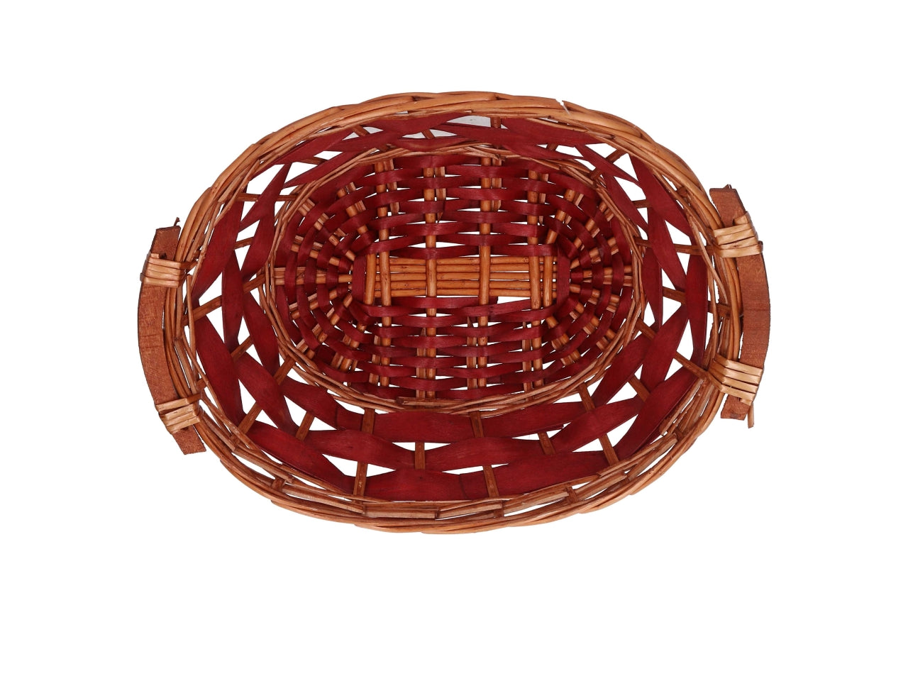 Cesta in vimini Koda, intreccio rosso e miele, ovale 40x30xh.11 cm