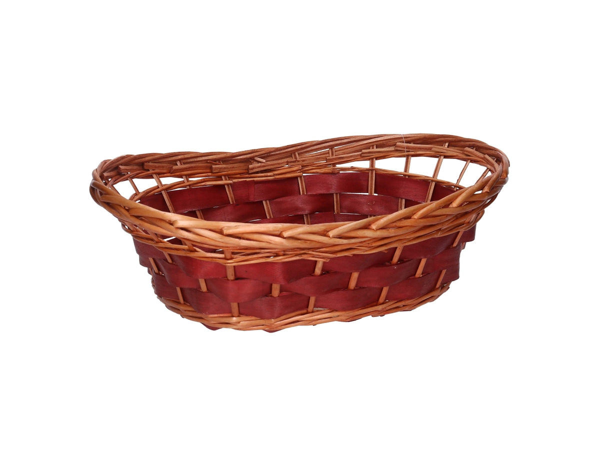 Cesta in vimini Koda, intreccio rosso e miele, ovale 45x30xh.10/15 cm