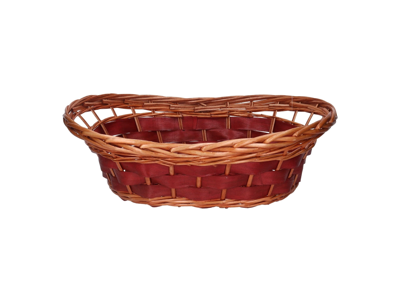 Cesta in vimini Koda, intreccio rosso e miele, ovale 45x30xh.10/15 cm