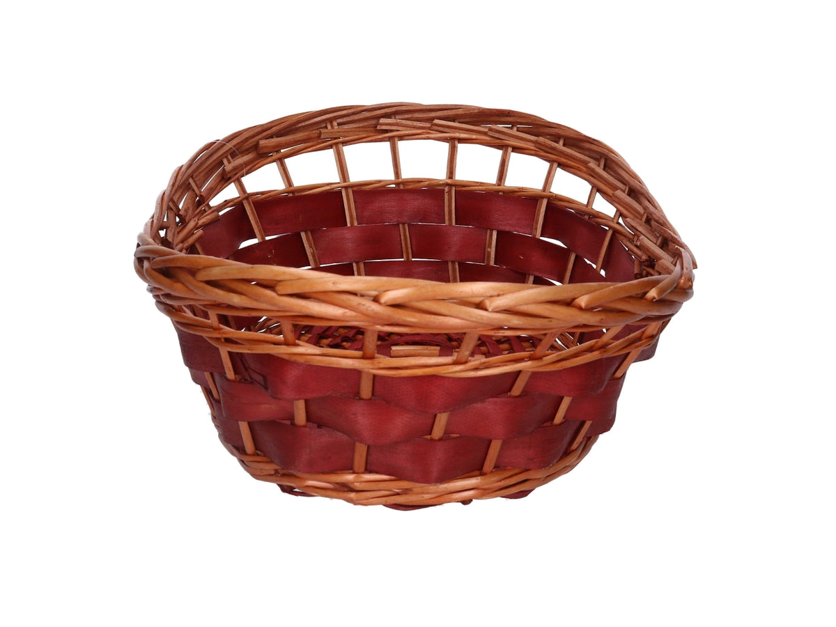 Cesta in vimini Koda, intreccio rosso e miele, ovale 45x30xh.10/15 cm