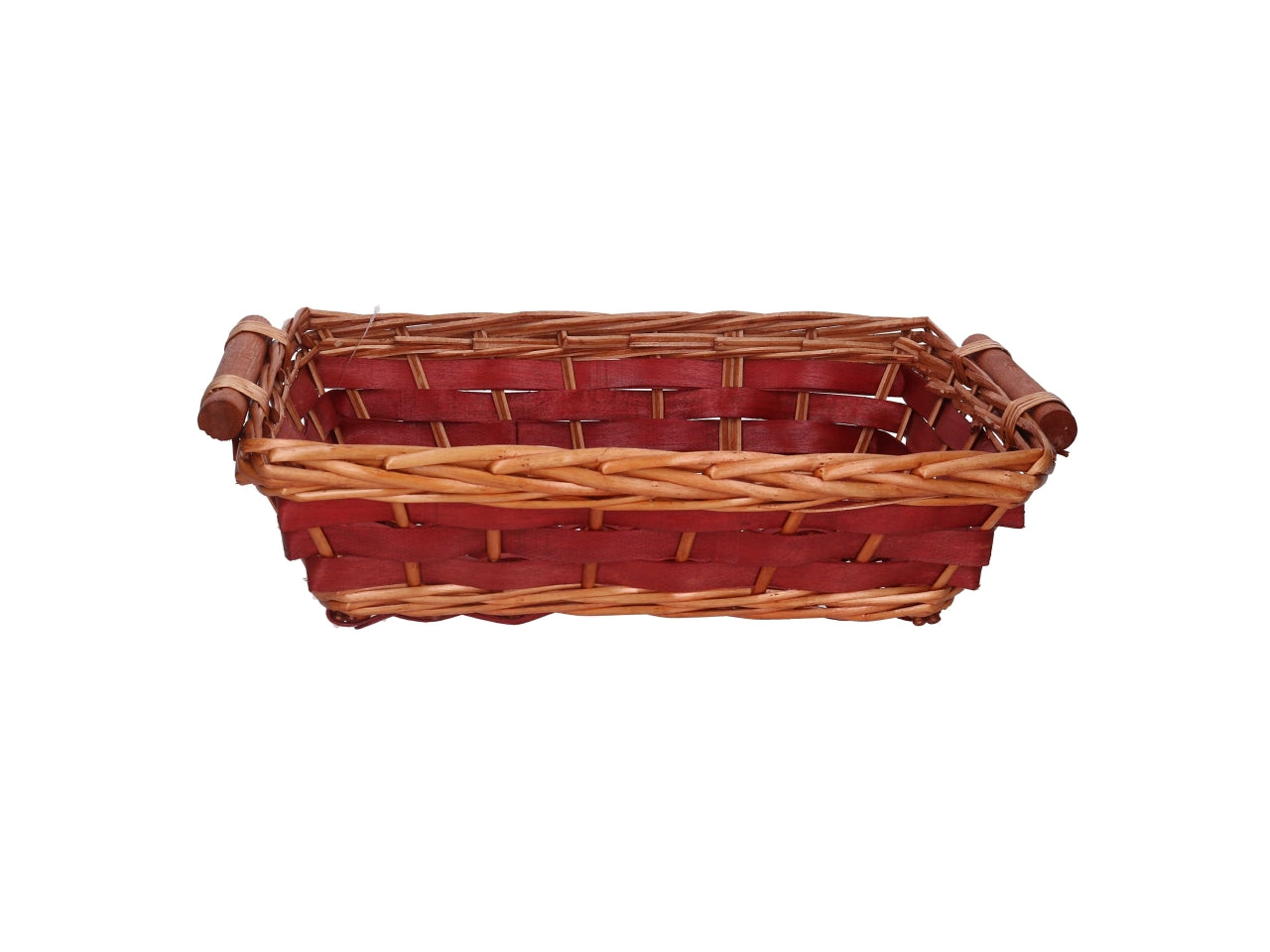 Cesta in vimini Koda, intreccio rosso e miele, rettangolare 50x40xh.13 cm