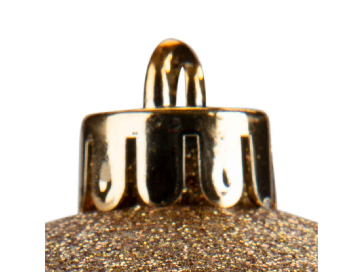 Palla di Natale 6cm in confezione da 30 pezzi oro e rosso lucida, opaco, glitterata