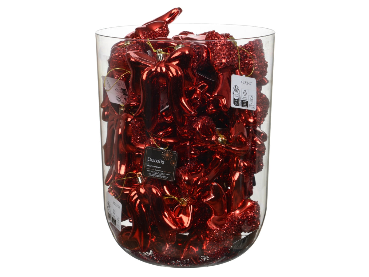 Fiocco decorativo 8,7x9,8cm lucido con glitter rosso