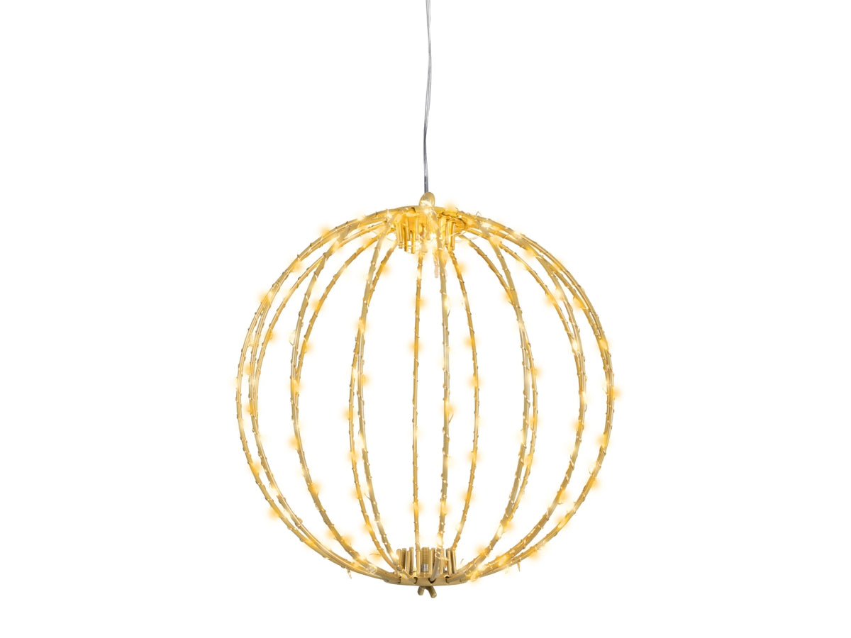 Palla luminosa in metallo 28cm con 192 led bianco caldo e flash per uso esterno