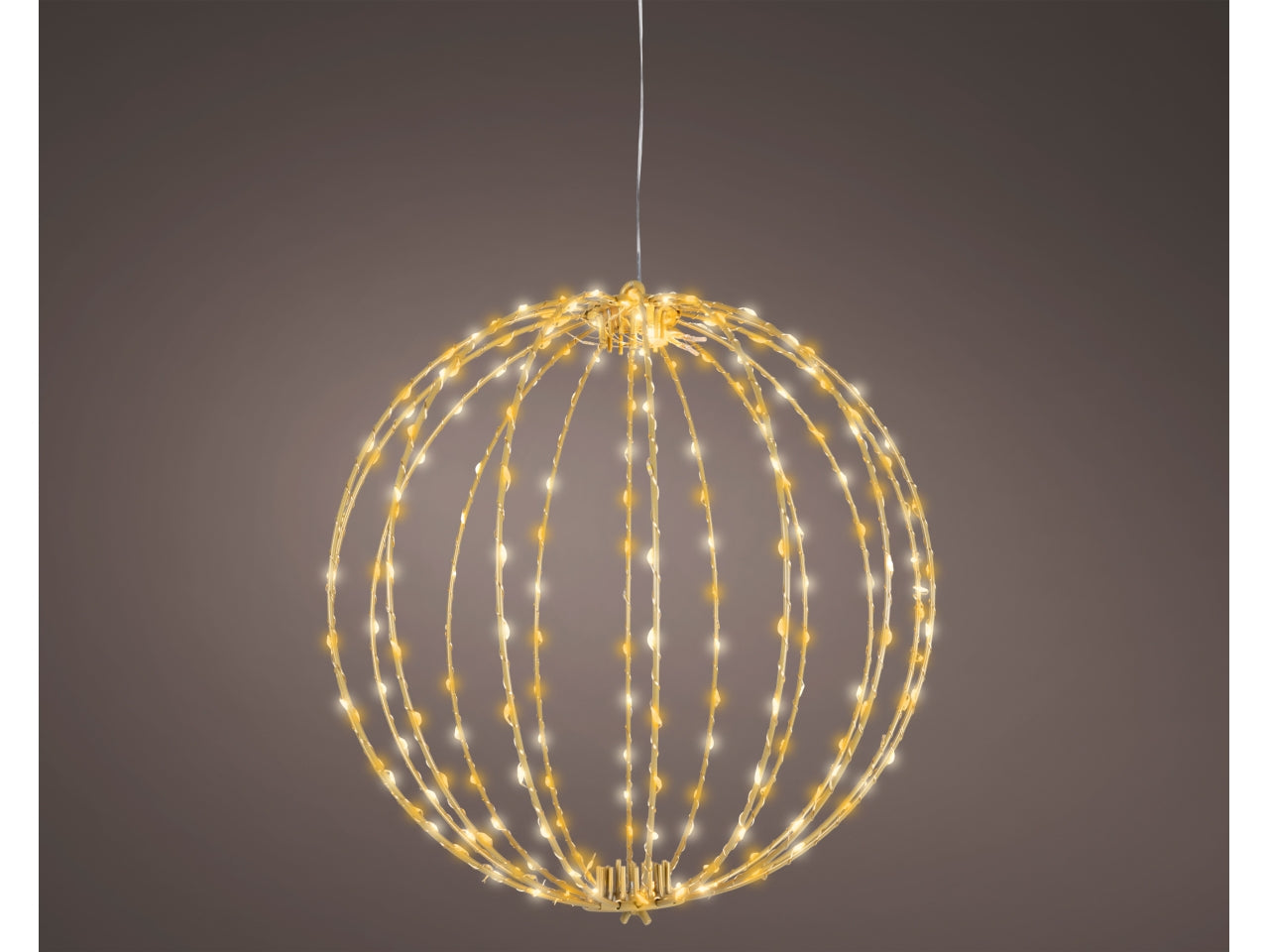 Palla luminosa in metallo 38cm con 240 led bianco caldo e flash per uso esterno