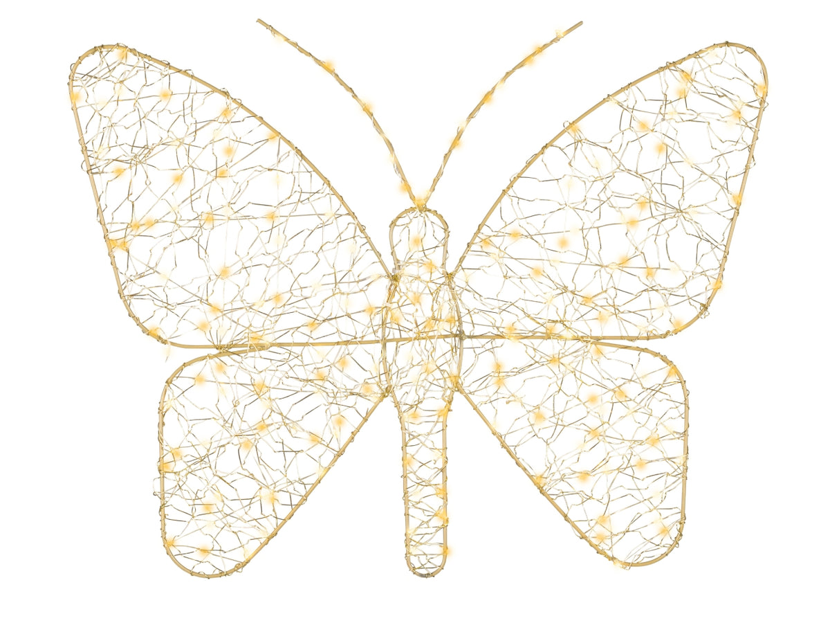 Farfalla luminosa 58x43cm con led bianco caldo e flash per uso esterno