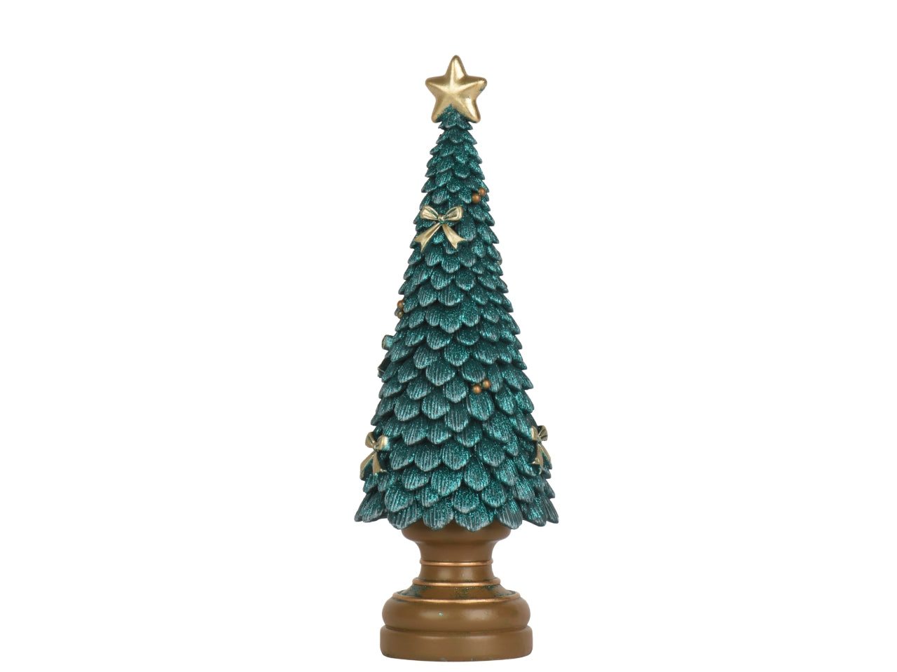 Albero di natale 36cm in poliresina glitterato verde smeraldo
