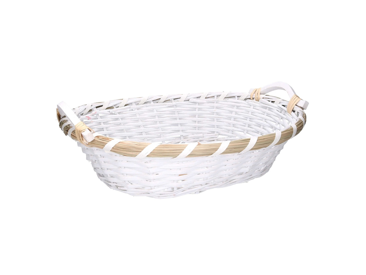 Cesta ovale in vimini 51/55x40xh.14cm bianco