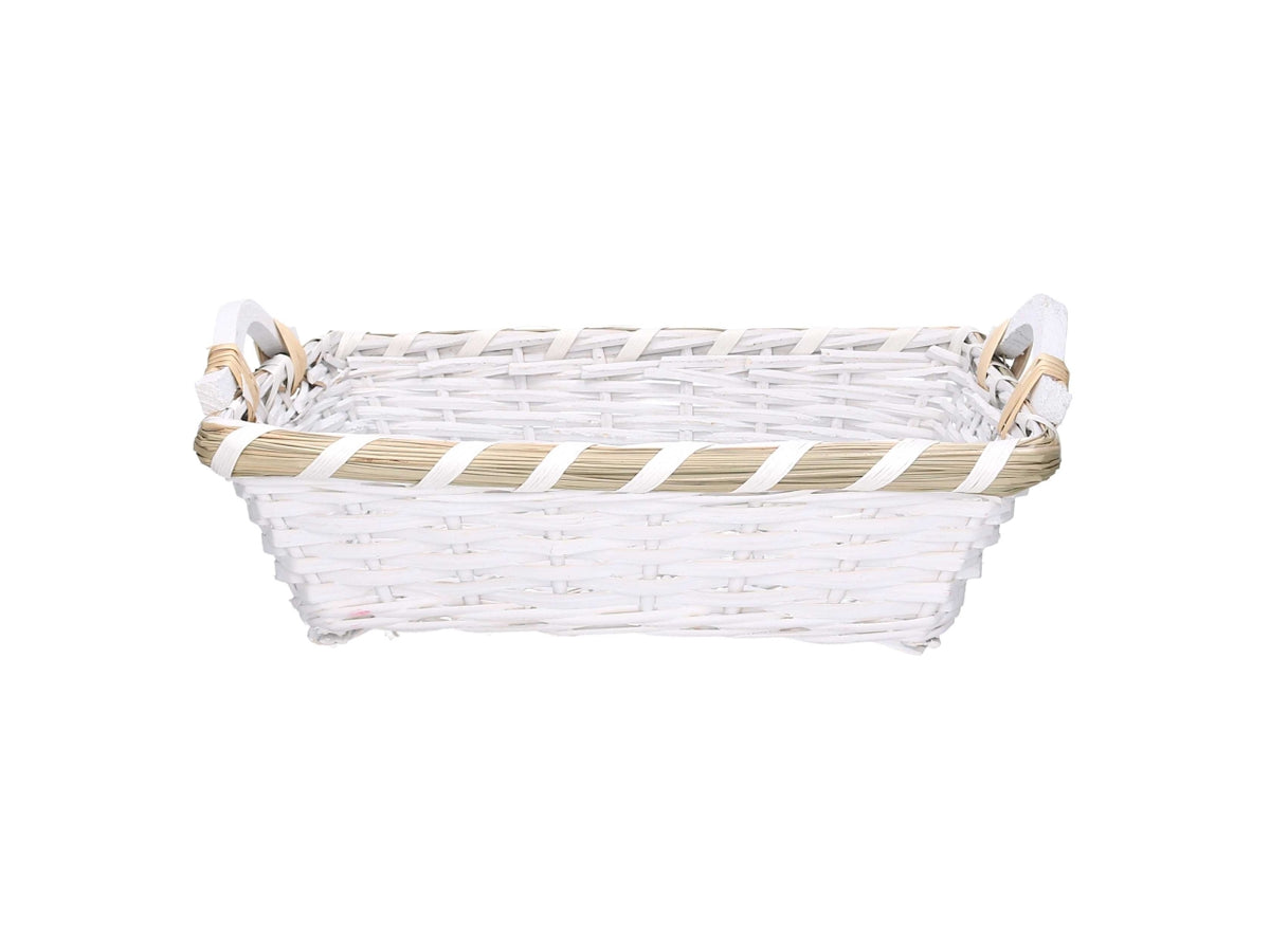 Cesta rettangolare in vimini 46/50x36xh.12cm bianco