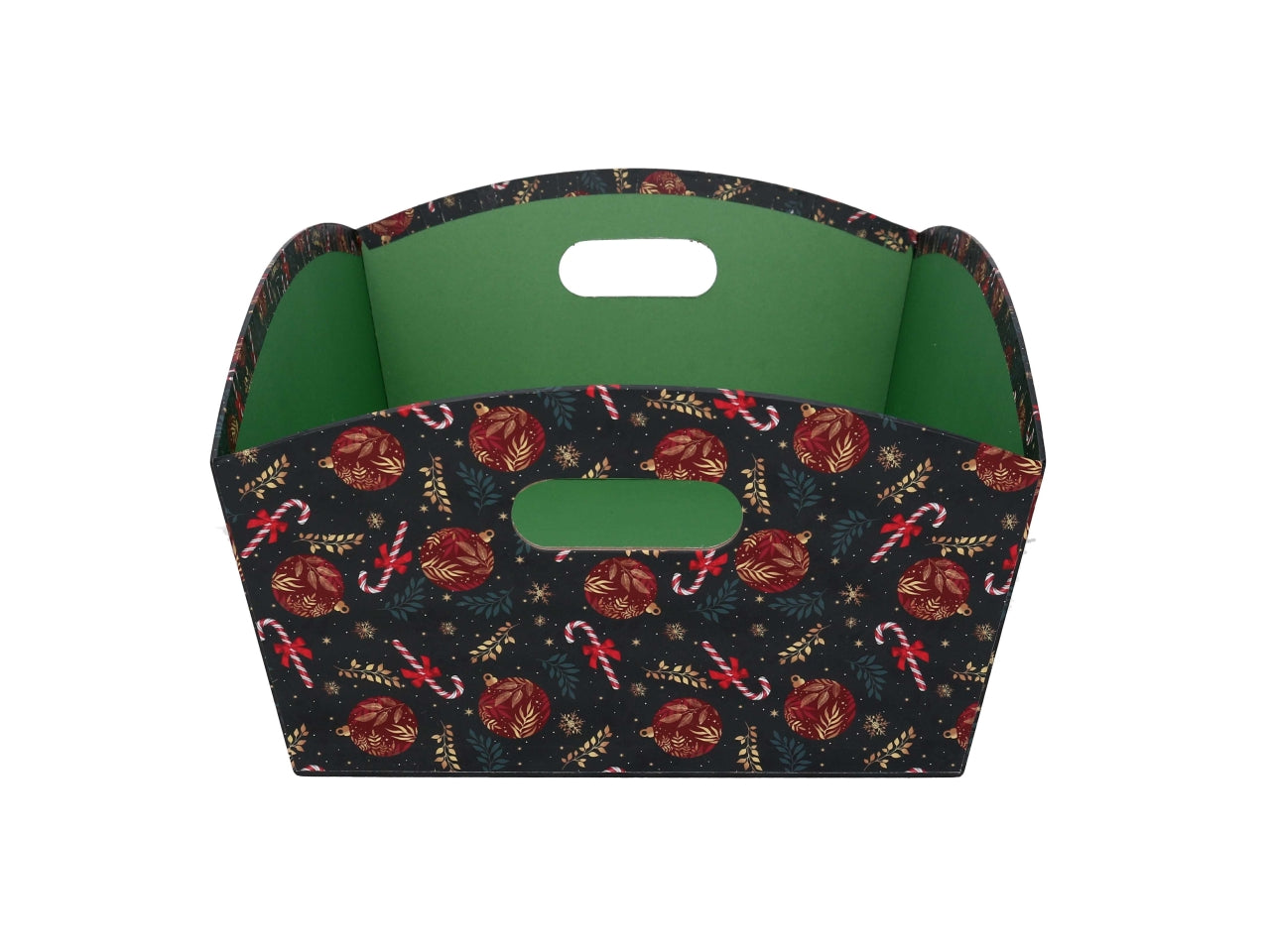 Cesta cartone rettangolare 38/40x27xh.15cm caramelle rosso e verde