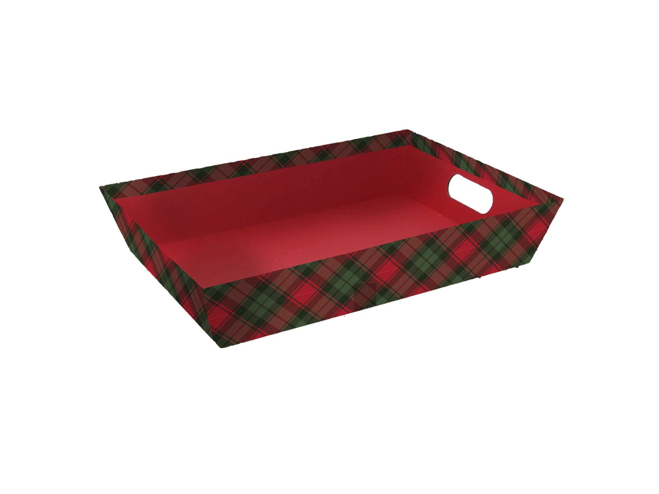 Cesta cartone rettangolare 35x26xh.7cm scozzese rosso