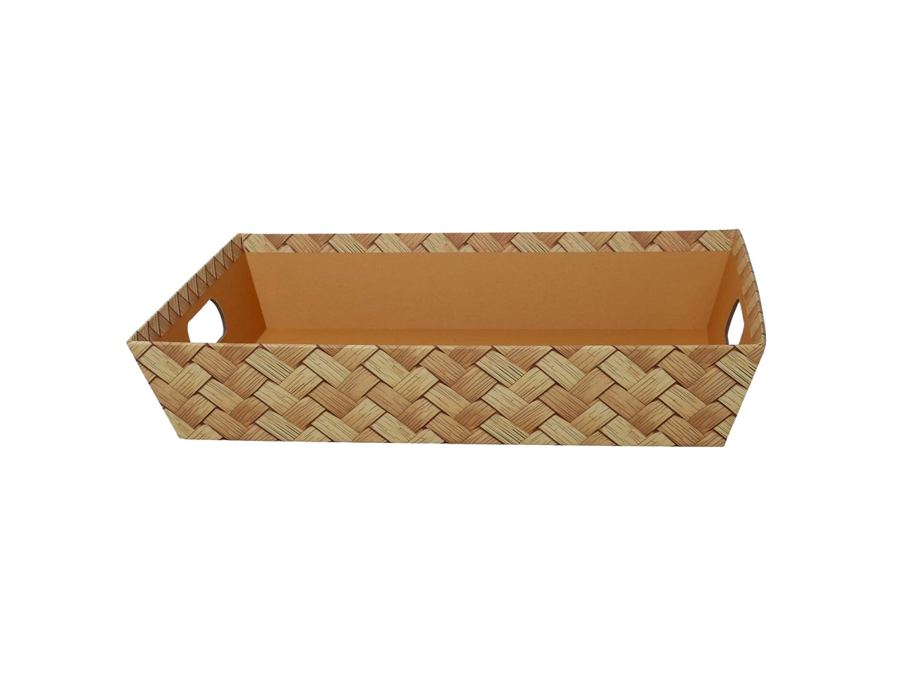 Cesta cartone rettangolare 35x26xh.7cm intreccio sfogliato naturale