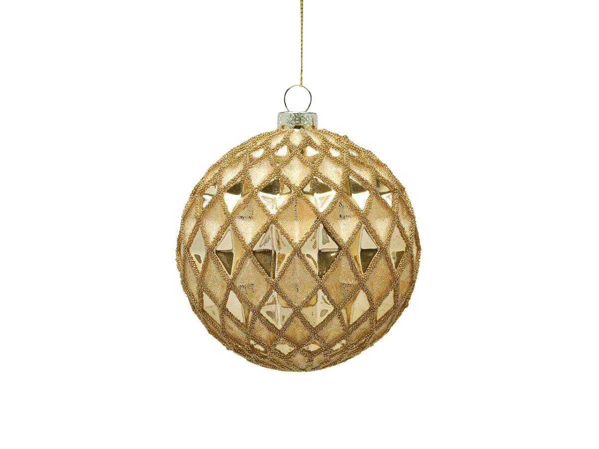 Palla rombi in vetro colore oro d.10cm