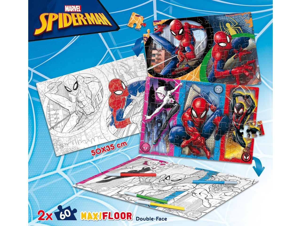 Marvel puzzle df maxifloor 2 x 60 spider-man