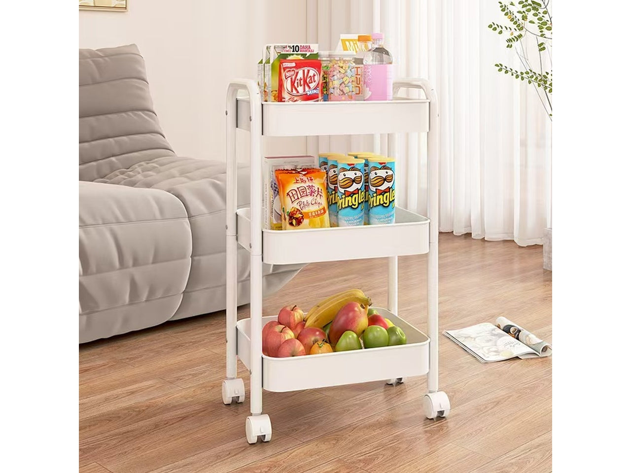 Carrello cucina haiti bianco 44x30x78cm metallo