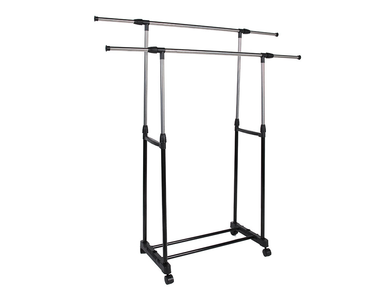 Porta abiti ambrogio estendibile doppio acciaio inossidabile e plastica 79x42x172cm