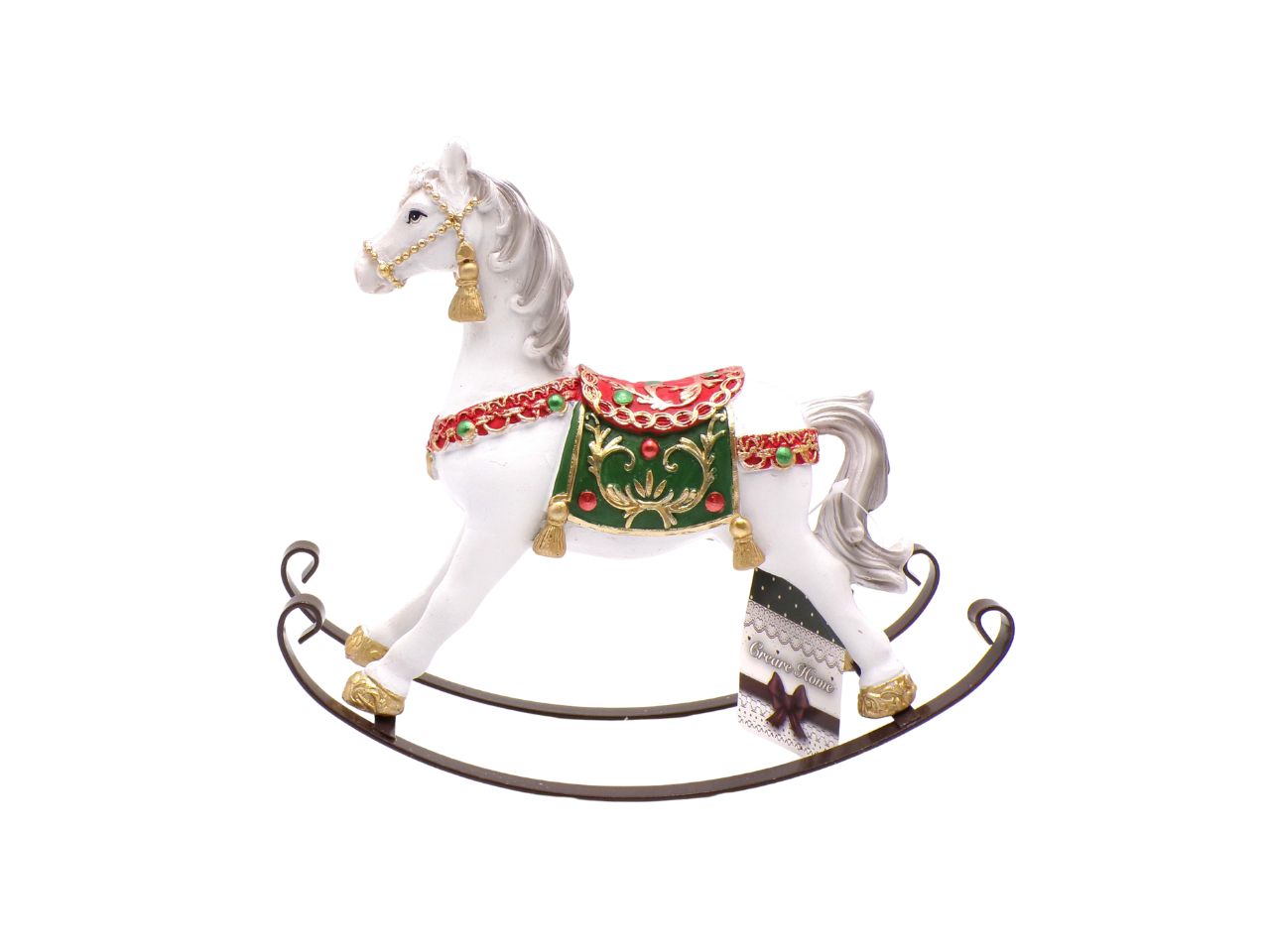 Cavallo a dondolo bianco in poliresina 25xh20,5cm