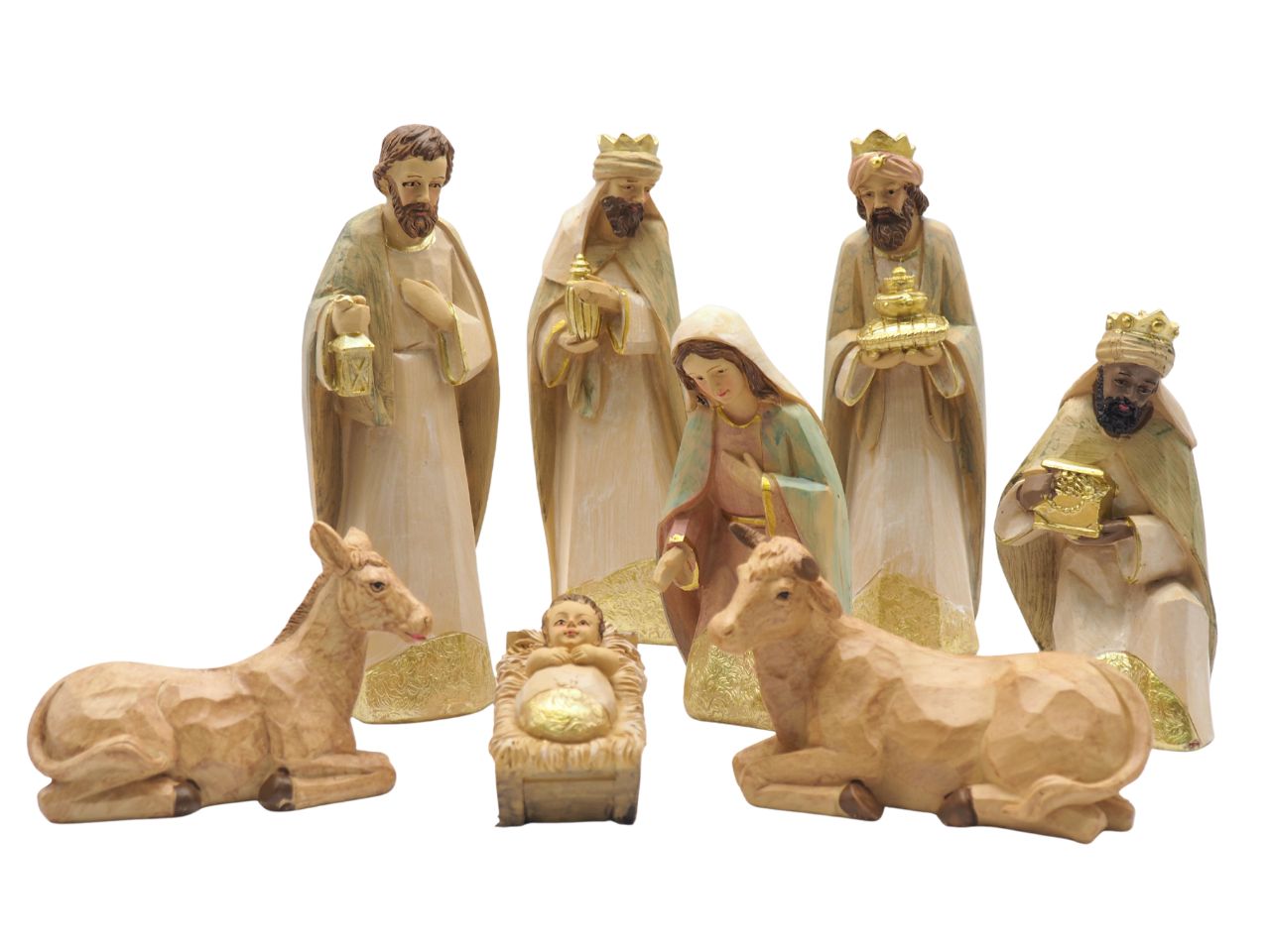 Nativita' 23,2cm 8 pezzi in poliresina effetto legno chiaro