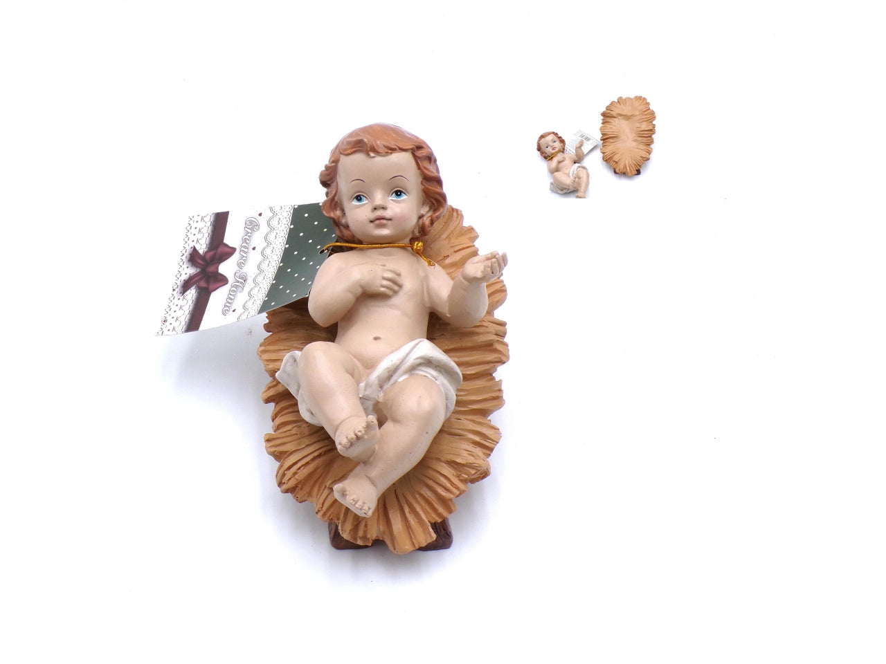 Gesu' bambino con culla in poliresina