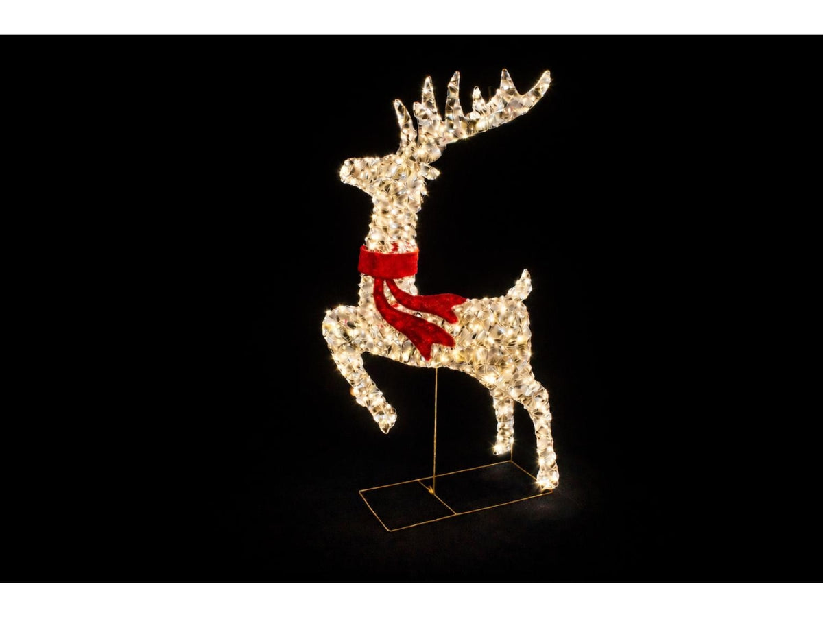 Renna maxi con fiocco 17x50x100cm con 720 led flash, timer 6 ore, uso esterno