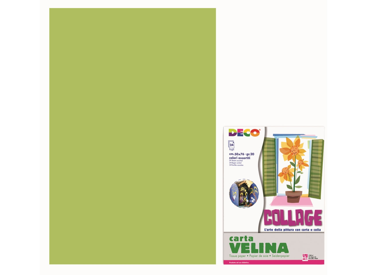 Velina 50x76cm busta 24 fogli verde lime