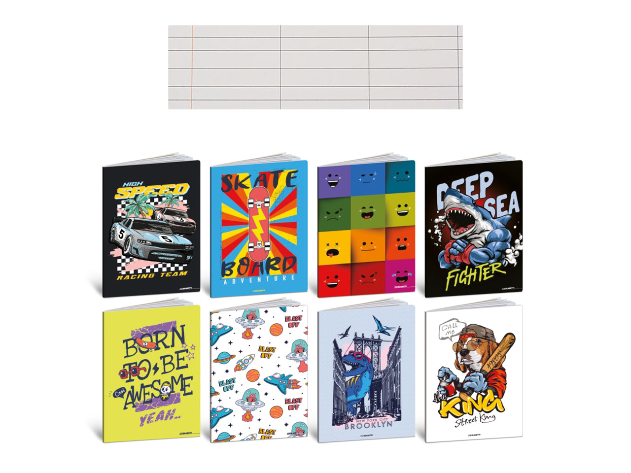 Quaderno maxi kid boy 20+1 fogli rigatura A, confezione da 10 maxi assortiti