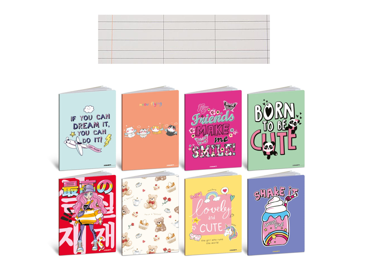 Quaderno maxi kid girl 20+1 fogli rigatura A, confezione da 10 maxi assortiti