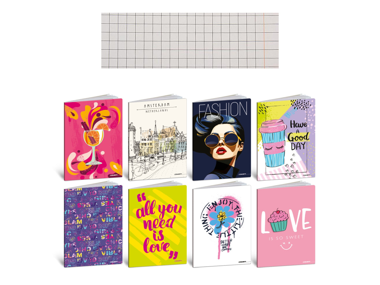 Quaderno maxi teen girl 20 +1 fogli Q con margine, confezione da 10maxi assortiti