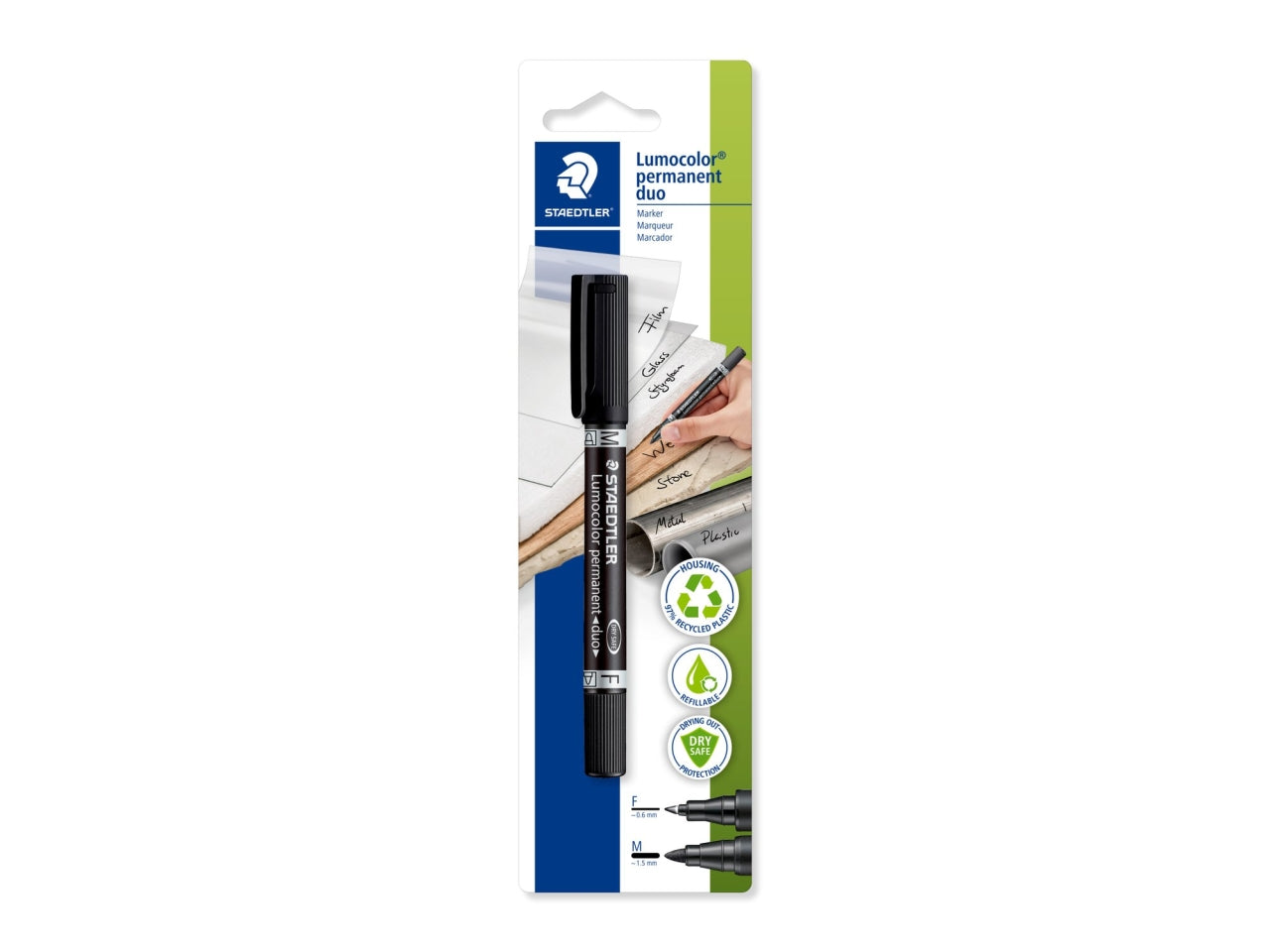 Penna con 2 punte lumocolor nero