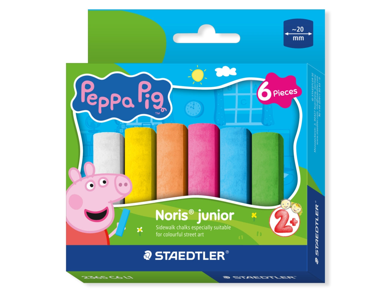 Noris junior gessetti jumbo - peppa pig d.20mm astuccio con 6 gessetti colori assortiti