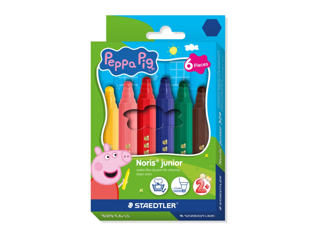 Noris junior pennarello jumbo peppa pig astuccio con 6 pezzi colori assortiti