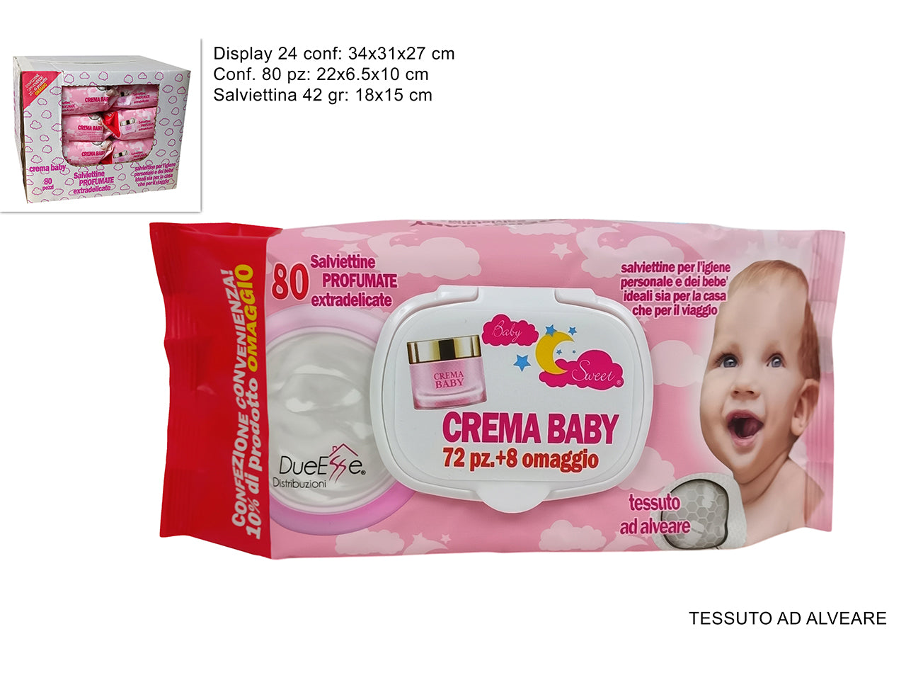 Salviettine detergenti crema confezione da 80 salviettine