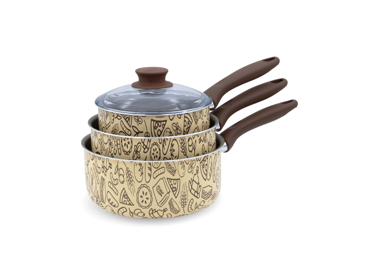 Pastella tris di casseruole 16/18/20cm con coperchio $