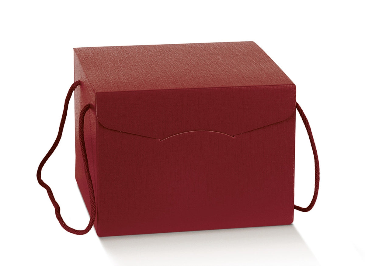 Scatola segreto con cordino fibra bordeaux, 24,5x24,5x18cm