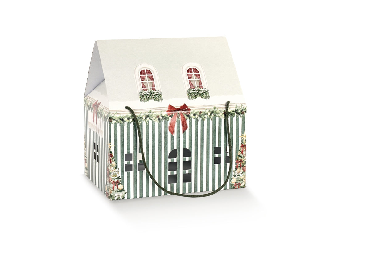 Casetta con cordino linea market verde, 33x25x19cm