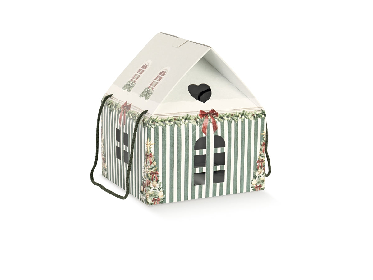 Casetta con cordino linea market verde, 24,5x24,5x15cm