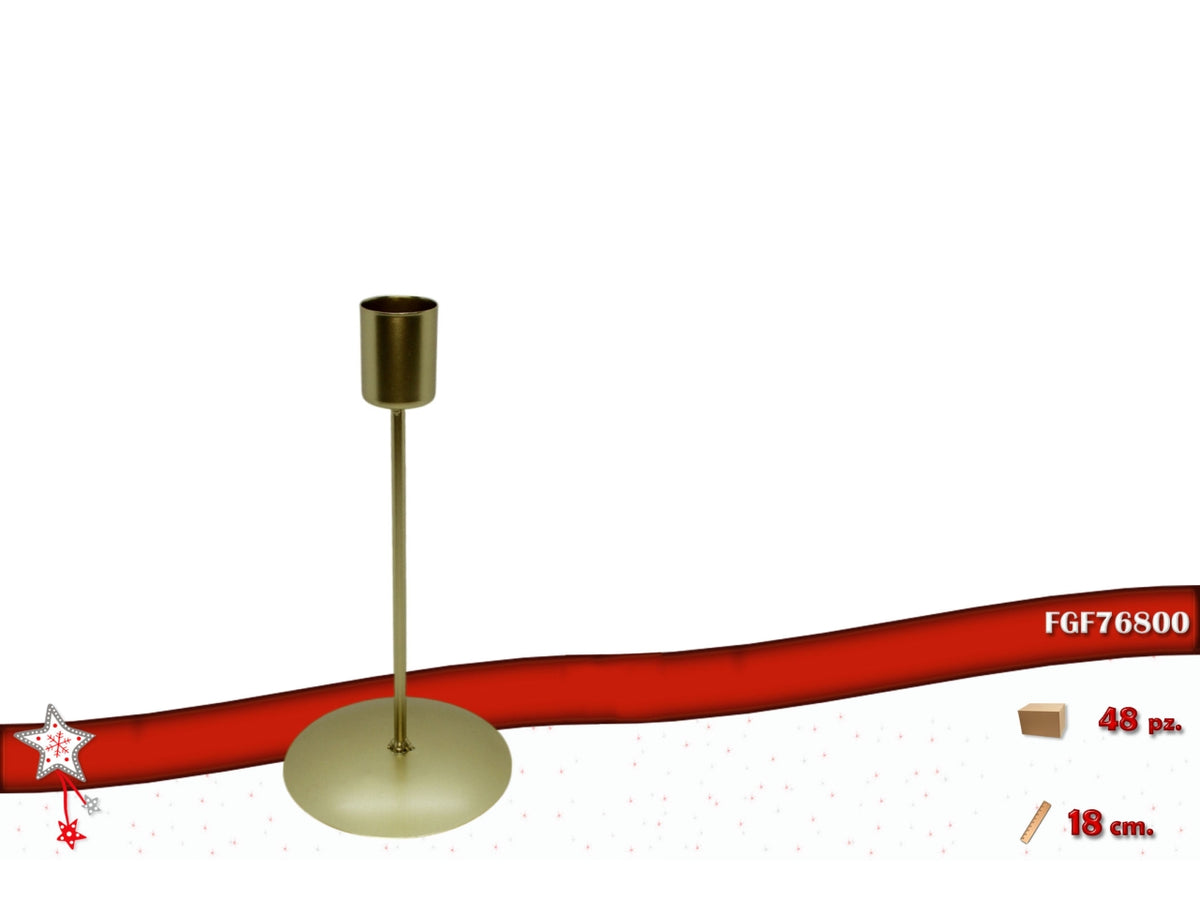 Portacandela 18cm a 1 posto in metallo, colore oro
