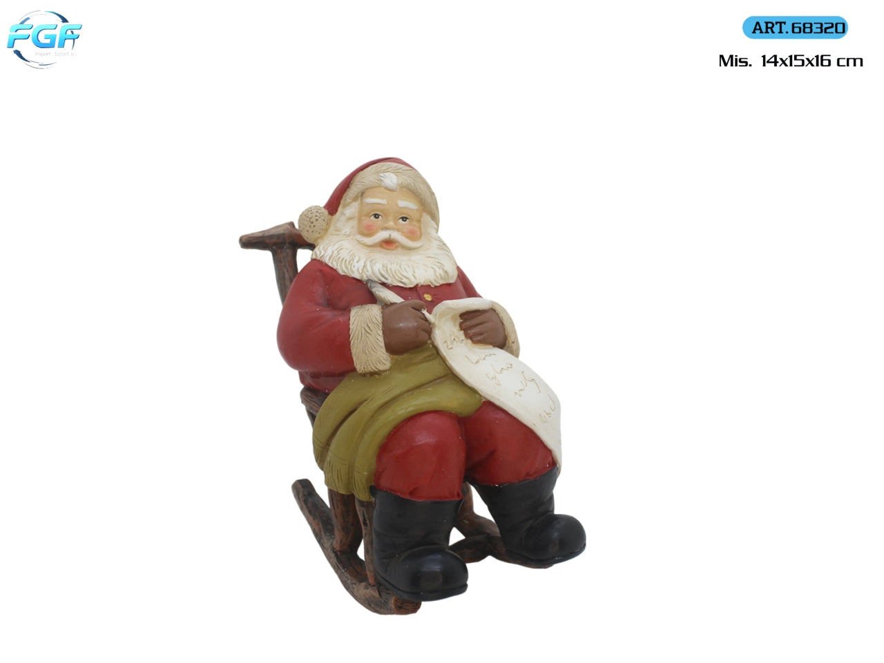 Babbo Natale su sedia a dondolo 14x15x16cm, colore rosso