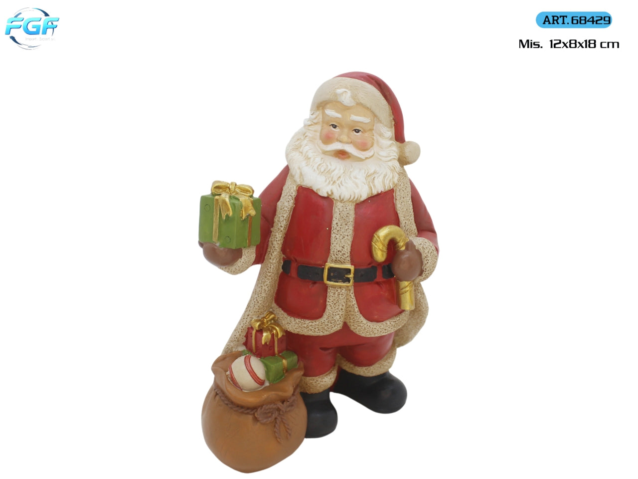 Babbo Natale 12x18cm in poliresina, colore rosso