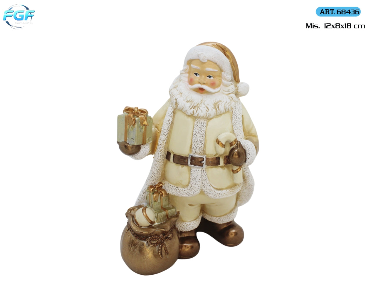 Babbo Natale 12x18cm in poliresina, colore oro