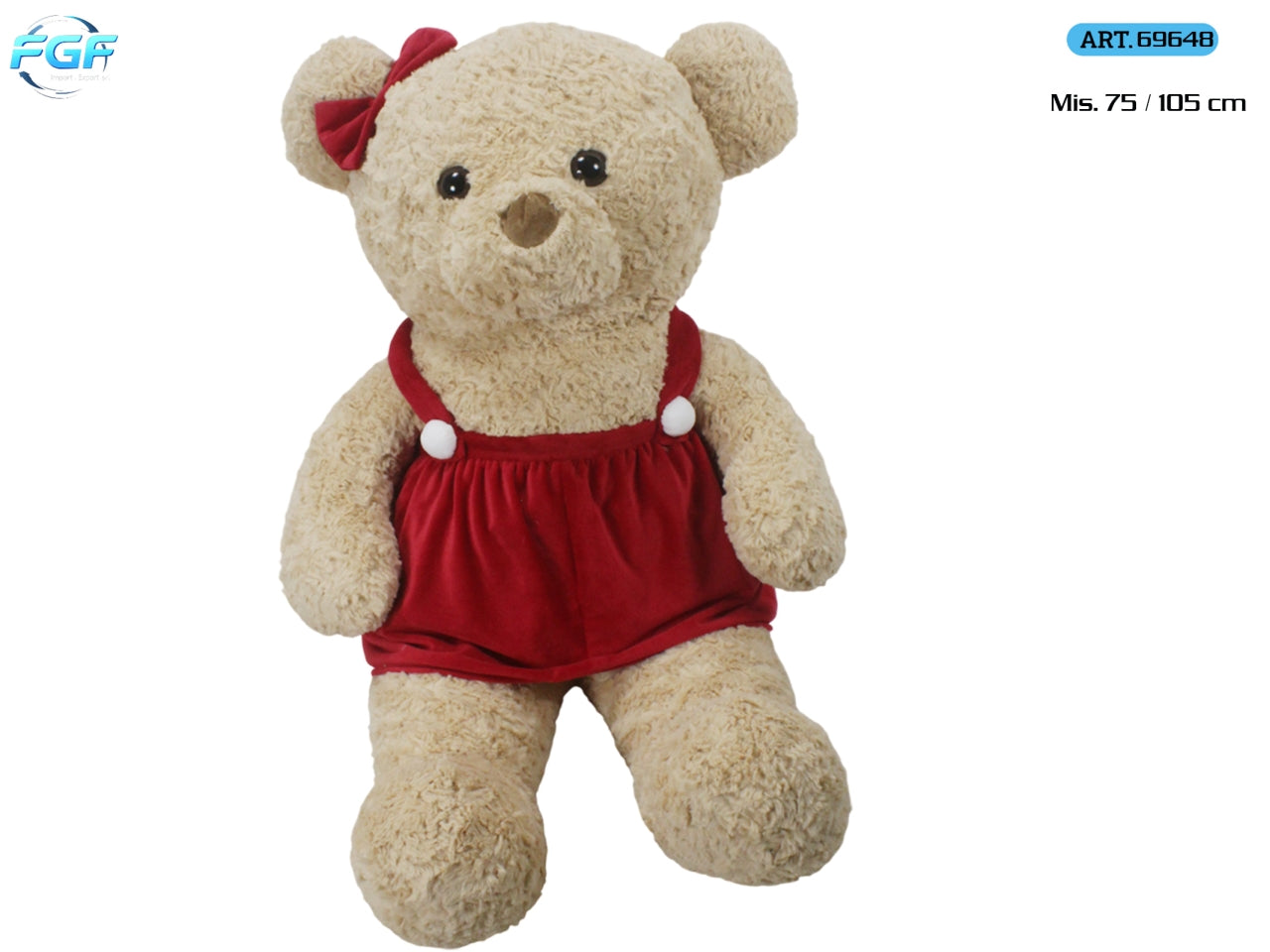 Orso girl peluche maxi 75cm con vestito