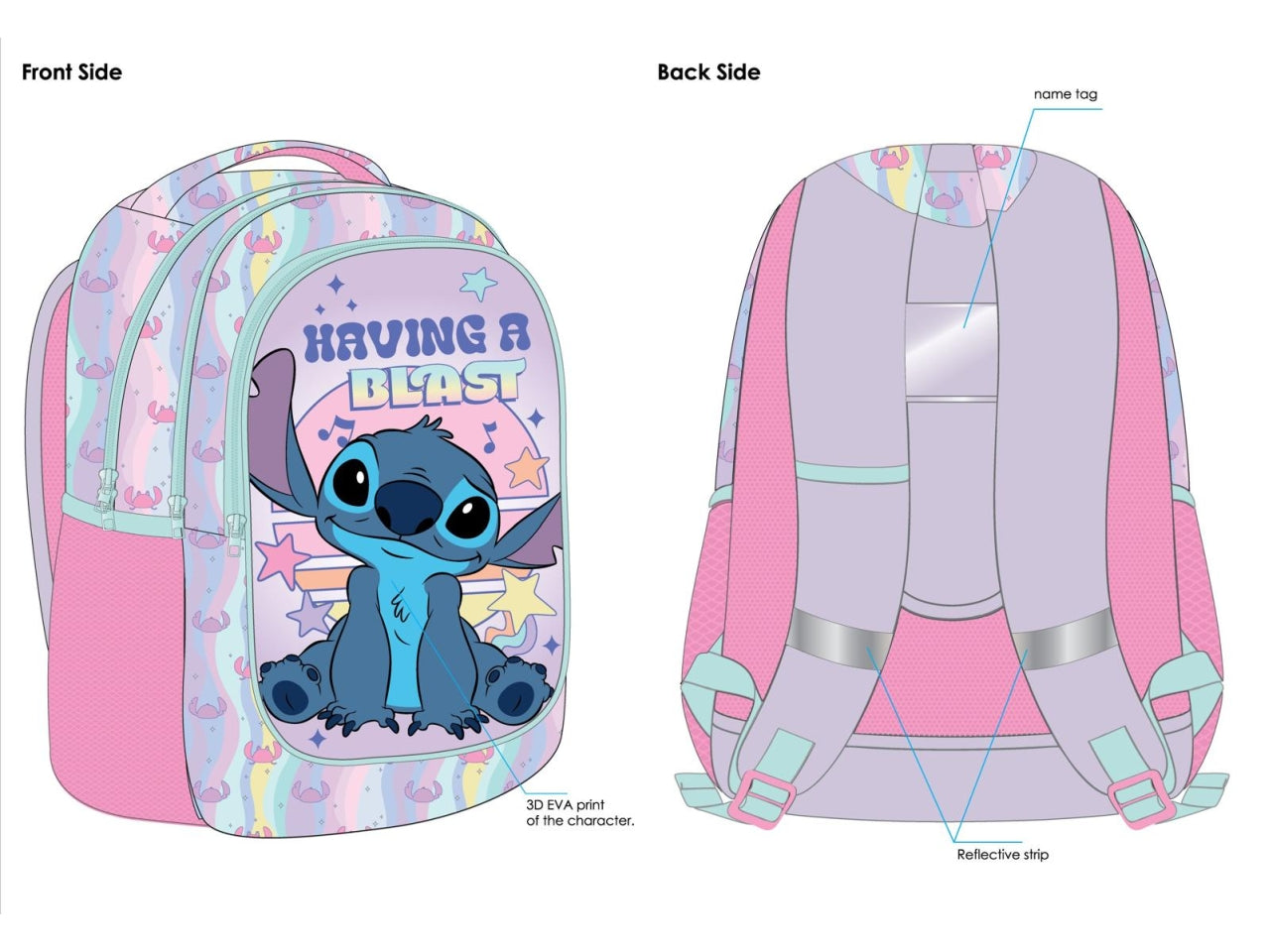 Zaino scuola organizzato Lilo e Stitch Girl